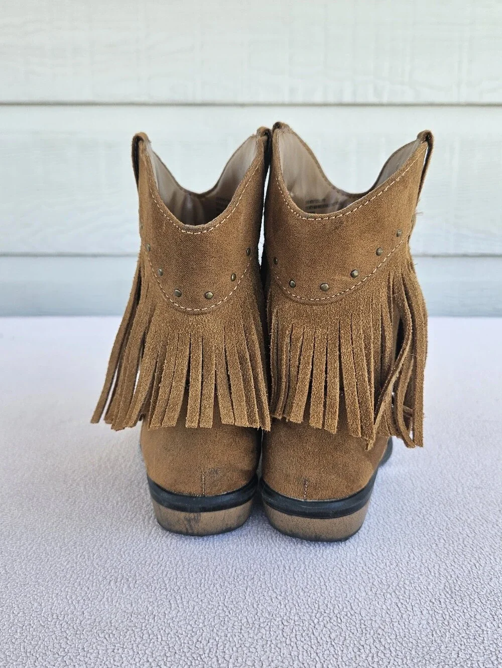 Cat & Jack Fringe Brown Boot Girl SZ 10 Half Zip Boho Western Country Rodeo